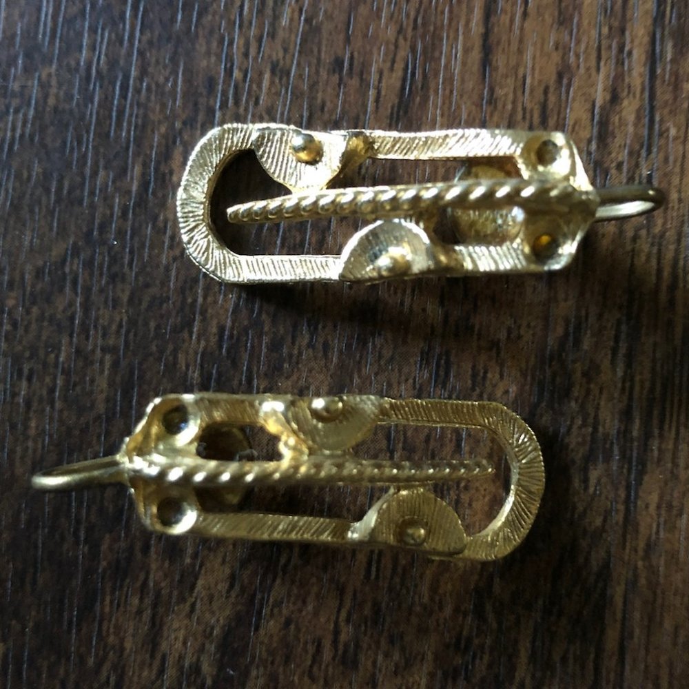 Vintage MC Brass Abstract Screw On Earrings